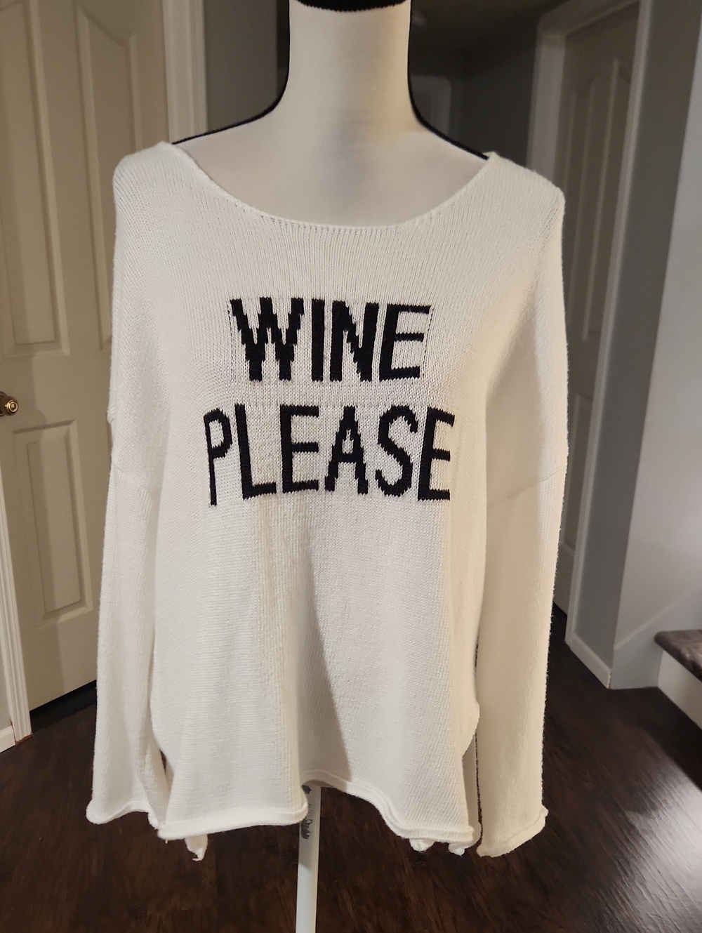 Miracle White Wine Please Flowy Sweater